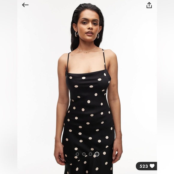 NWT &Other Stories maxi cami slip low back in mono polka dot print dress Size 2 - Picture 4 of 9